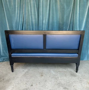 French Louis XVI Style Banquette In Blue Leather (SFA0523-01